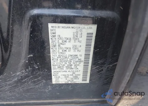 2006 Nissan Frontier Se из США, поврежденный, VIN 1N6AD07U46C420107